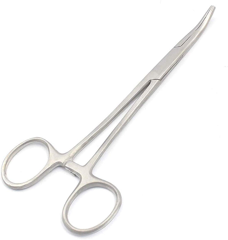 Apical Set of Kelly Forceps Locking Tweezers Clamp, Silver, Straight &Curved, 5-1/2 Inch