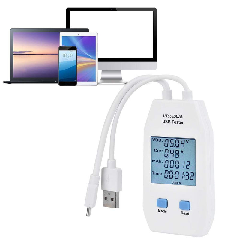 UNI-T LCD USB Tester Detector Voltmeter Ammeter Digital Power Capacity Tester Meter for Cable Measurement(UT658 Dual)