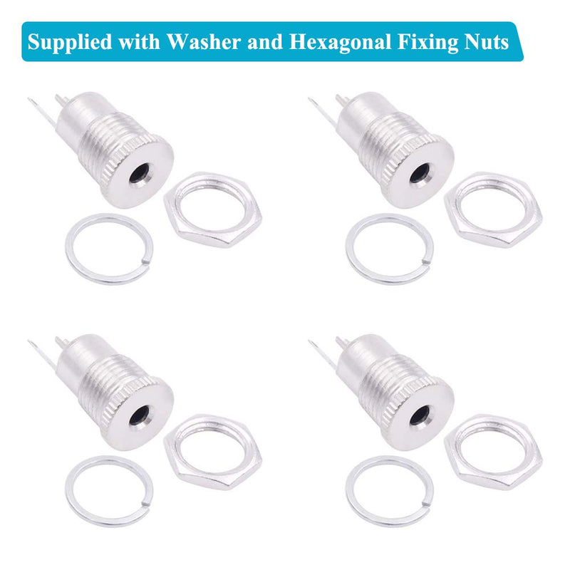 Fancasee (4 Pack) 3.5mm x 1.35mm Female DC Power Jack Socket Panel Mount 2 Pin Solder Type Metal Power Supply Jack Connector Adapter Socket