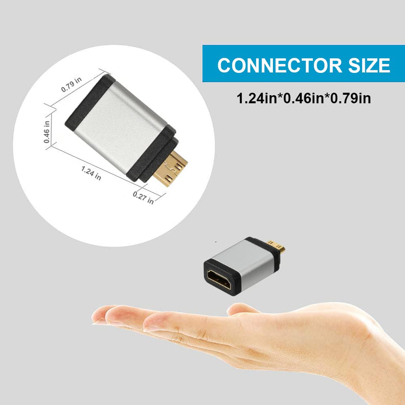 Mini HDMI to HDMI Adapter Cable 1-Pack, UV-CABLE 4K Mini HDMI Male to Female Cable Adapter Compatible with Raspberry Pi Zero W DSLR Camera Camcorder and More (NOT USB/USB C) (0.3, Grey) 0.3