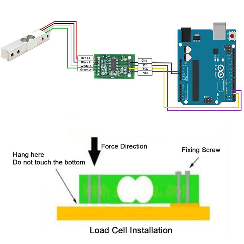 4 Sets Digital Load Cell Weight Sensor + HX711 ADC Module Weighing Sensor for Arduino DIY Portable Electronic Kitchen Scale Kit (10kg) 10kg