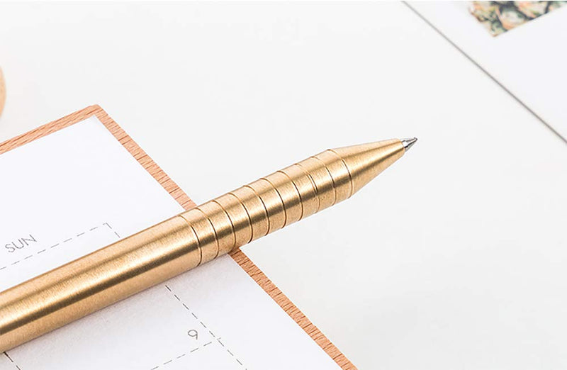 EKLOEN Twist Retractable Refill Solid Brass Pen, EDC Pocket Pen Signature Pen Pocket Pen with Clip