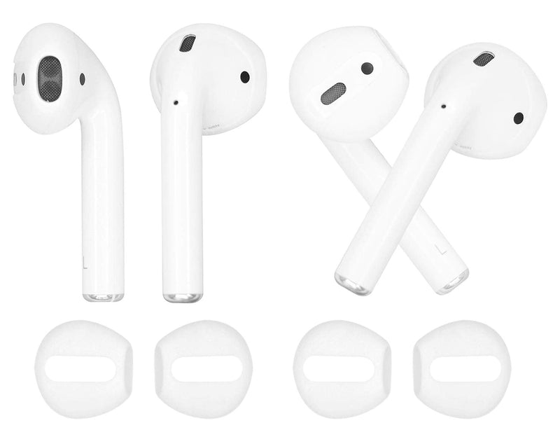 IiEXCEL (Fit in Case) 4 Pairs Replacement Super Thin Slim Silicone Earbuds Ear Tips and Covers Skin Accessories for Apple AirPods or EarPods Headphones (Fit in Charging Case) (Black White) black & white