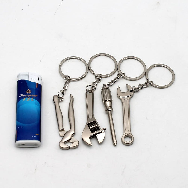 4pcs Mini Wrench Tool Keychain Metal Spanner Keyring Pendant Key Holder Organizer Keyfob Gift for Men Women Multitool Keychain Tool Keychains for Men