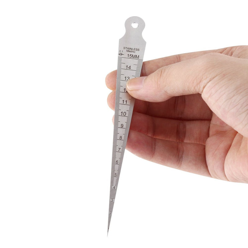 Taper Gauge Scale 1-15mm Stainless Steel Aperture Wedge Feeler Hole Metric/Imperial Measure