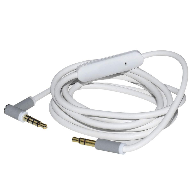 Replacement Audio Cable Cord Wire with in-line Microphone and Control Compatible with Beats Solo Solo 2 Solo 3 Studio Studio 3 Pro Detox Wireless Mixr Executive Pill (White)