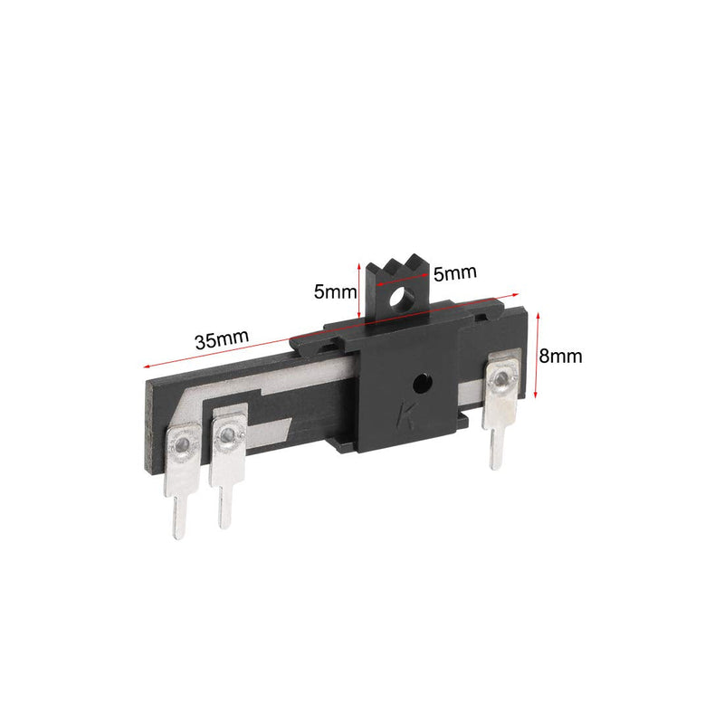 uxcell 5pcs Fader Variable Resistors Mixer 35mm Straight Slide Potentiometer B20K Ohm Linear Single Potentiometers for Dimming Tuning
