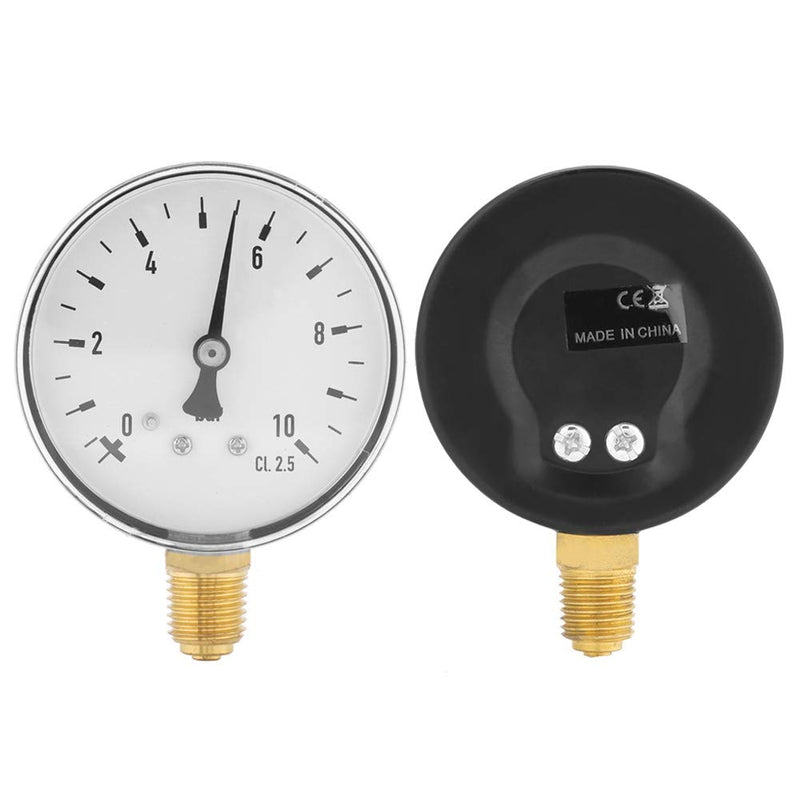 Pressure Gauge, Akozon Air Oil Water Pressure Gauge 1/4 Inch NPT 0-10 Bar Side Mount Thread Connection Pressure Gauge Gauges