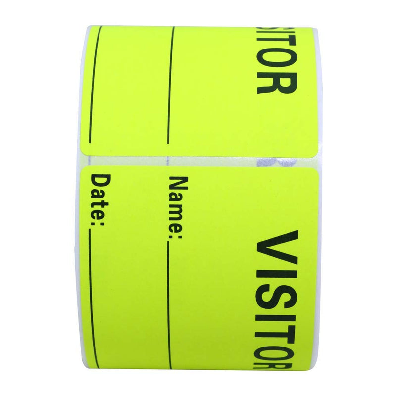 Aleplay Visitor Pass Labels 2×3 Inch Fluorescent Identification Total 300 Stickers Per Roll (Fluorescent Yellow, 1 Roll) Fluorescent Yellow