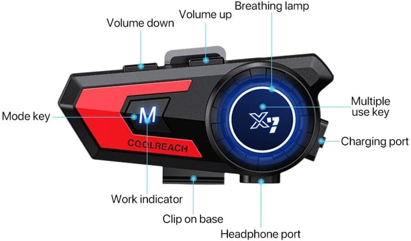 Khptop Motorcycle Helmet Bluetooth Headset,Sking Earphone,CVC Noise Cancellation Stereo Music Automatic answering,90 Hours Playing time High Sound Ultra-Thin Headset Black