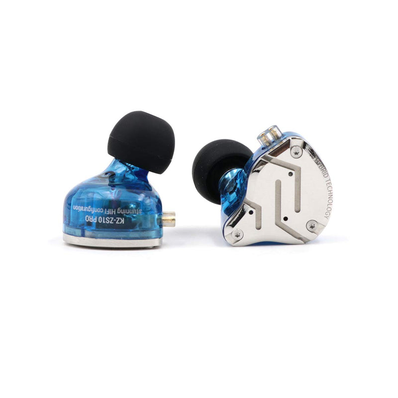 KZ ZS10 Pro 4BA+1DD 5 Driver in-Ear HiFi Metal Earphones with Stainless Steel Faceplate, 2 Pin Detachable Cable (Without Mic, Blue) Without Mic