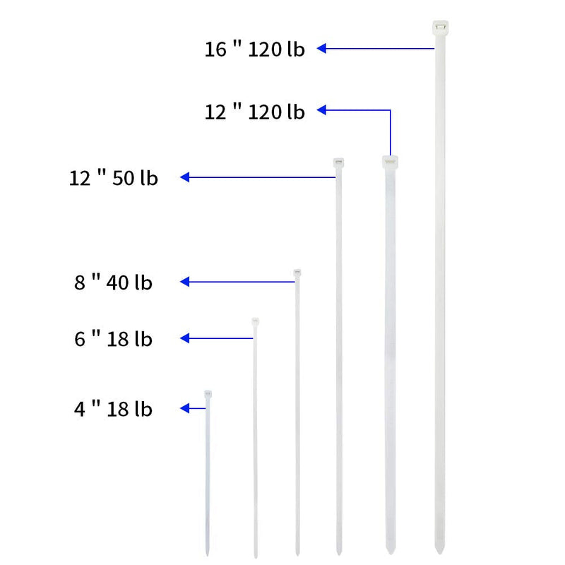 200 Pack Bulk KOOWIN Small 4 inch Nylon Plastic Cable Zip Ties Wire Wraps White 4 inch 18 lb (200 pcs)