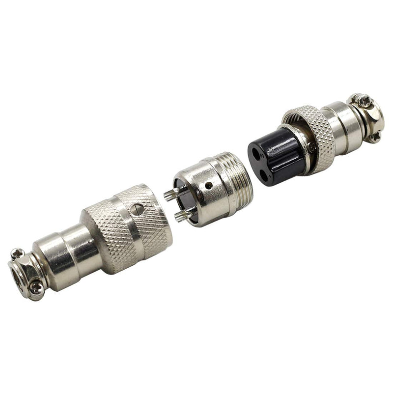 Hxchen 2Pin 16mm Waterproof Female/Male Wire Panel Power Chassis Metal Fittings Aviation Connector GX16-2P - (2 Sets)