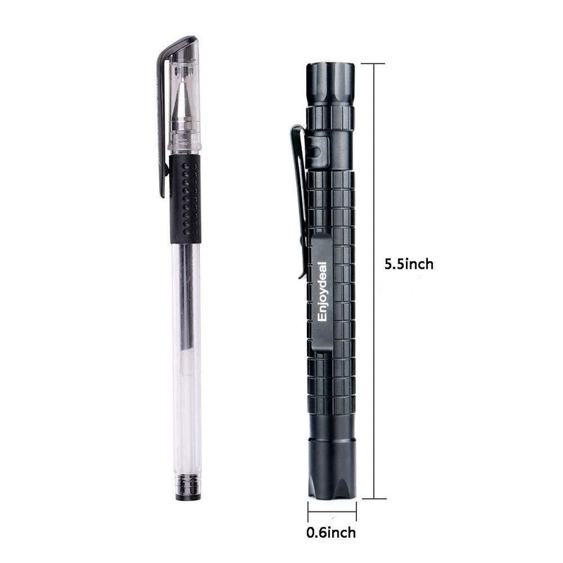 Enjoydeal 5PCS LED Pen Light Flashlight Ultra Slim XP-E R3 1000LM Penlight Waterproof Pocket Flashlight For Indoor Outdoor Inspection Work Repair and Emergency 5.5inch New Black Grid 5.5inch