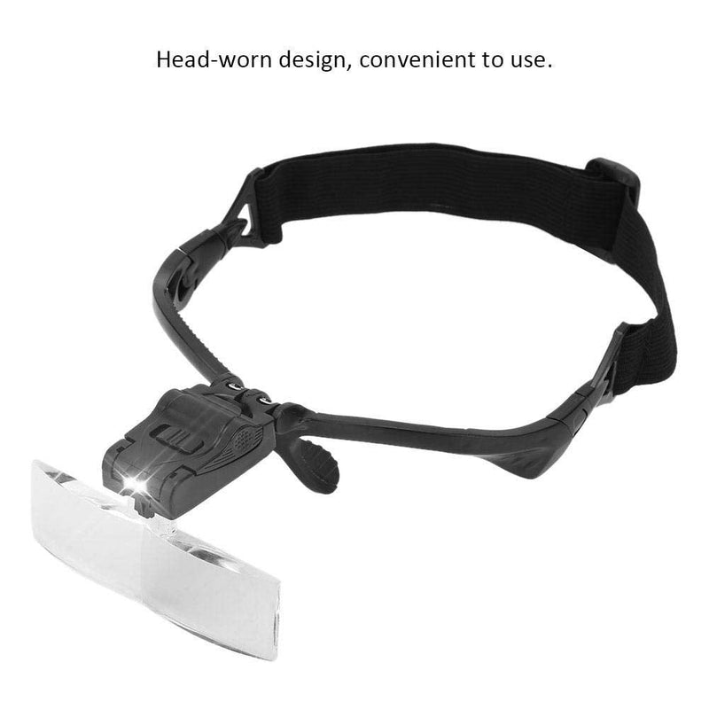 Head Magnifying Glasses Loupe, Headband Magnifier with 5 Lens LED Lamp for Eyelashes Extension Tattoo, Jeweler Watch Repair and Reading