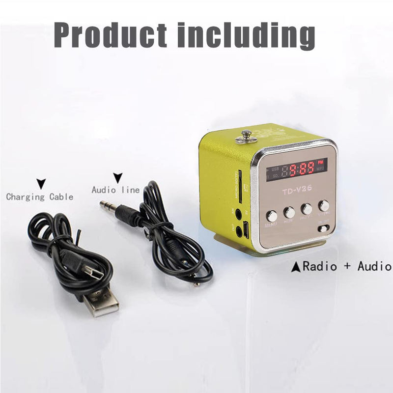 Eboxer Portable Mini Speaker Music Player FM Radio Stereo Speaker Support TF Card and U Disk, Brief Design, Perfect Mini Speaker for Room Bike Car for Phone/Tablet/Computer (Green)