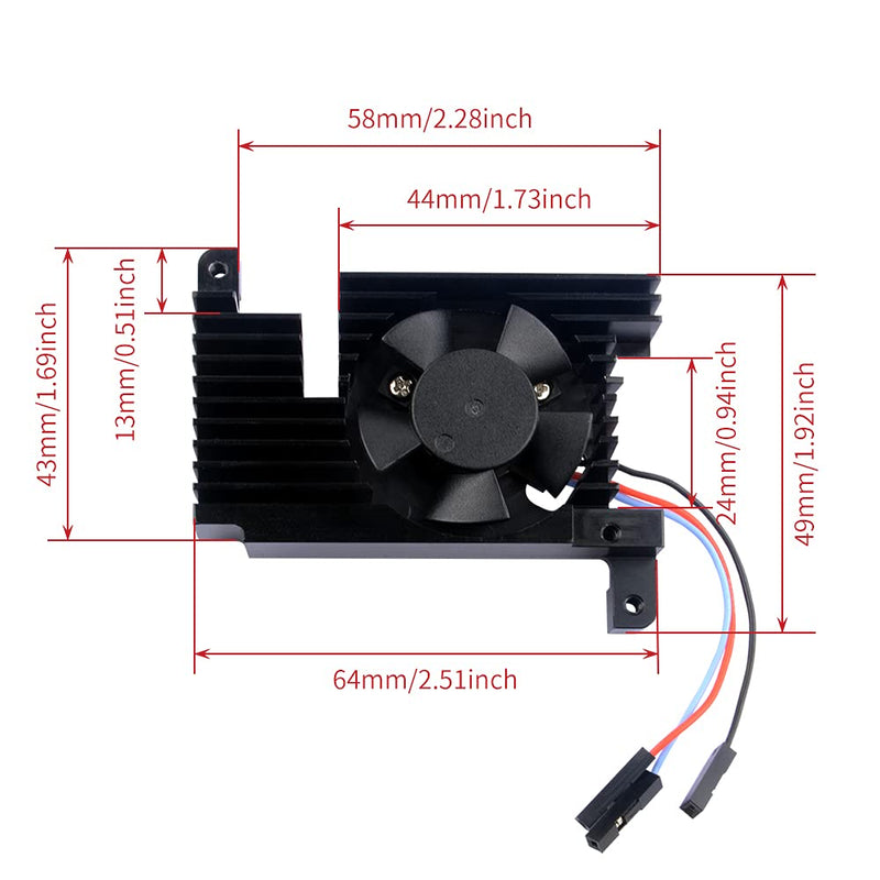GeeekPi Raspberry Pi 4 Aluminum Heatsink with PWM Controllable Fan, Raspberry Pi 4 Armor Lite Heatsink with PWM Speed Control Fan for Raspberry Pi 4 Model B