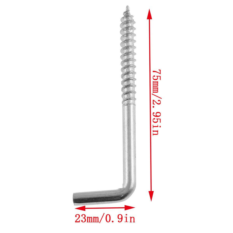 DTTRA 10PCS 70X22mm Silver Carbon Steel Metal Right Angle Hook 7-Shaped Screw Hook Self-Tapping Screw Hook L-Shaped Hook