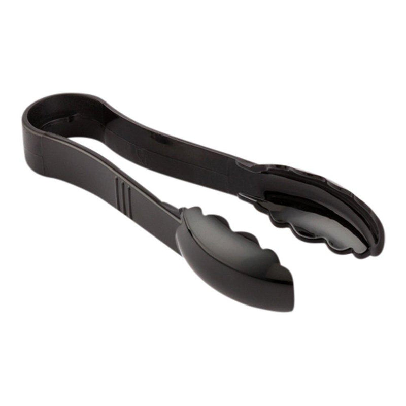 6 Inch x 2 Inch Kitchen Tongs, 1 Scalloped Edges Serving Tongs - Dishwasher-Safe, Reusable, Black Plastic Tongs For Cooking, For Cooking And Serving - Restaurantware 6"