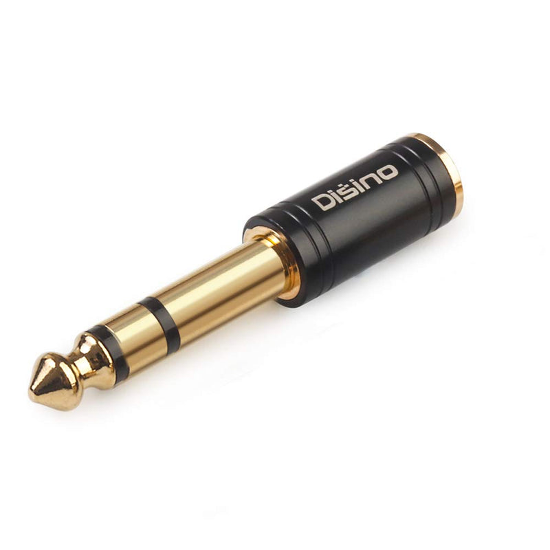 DISINO 1/4" to 3.5mm Stereo Headphones Adapter, New Upgrade Gold-Plated Pure Copper Mini Jack 1/8'' Female to 1/4'' Male Jack Plug Stereo Adapter for Headphone, Amp Adapte, Black - 1 Pack 635TRSM-35F-1P