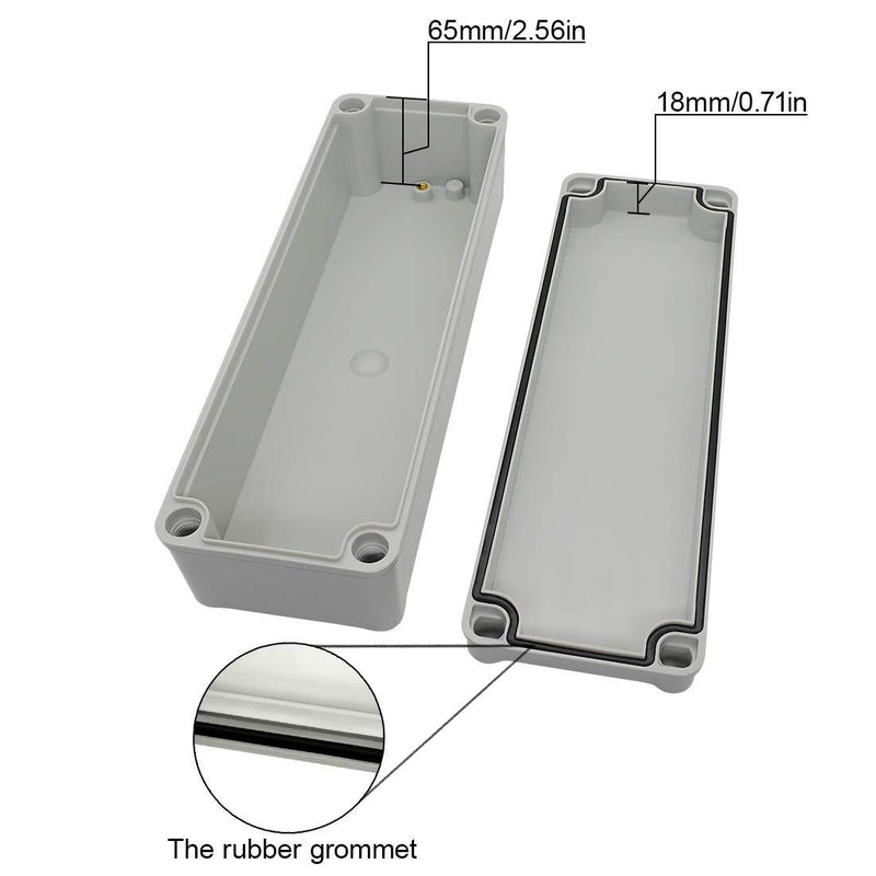 LeMotech Waterproof Dustproof IP67 Junction Box DIY Case Enclosure Gray 9.8 x 3.1 x 3.3 inch (250 x 80 x 85 mm) 9.8" x 3.1" x 3.3"