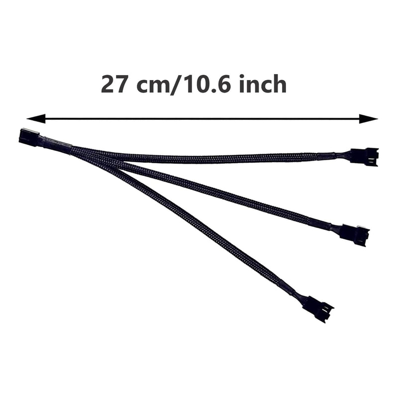 GeekerChip Y cable for fan PWM 3 pin 1 piece, 3-way PWM fan adapter extension PWM fan splitter, fan splitter cable, suitable for computer PC fan cable black - 2 pack