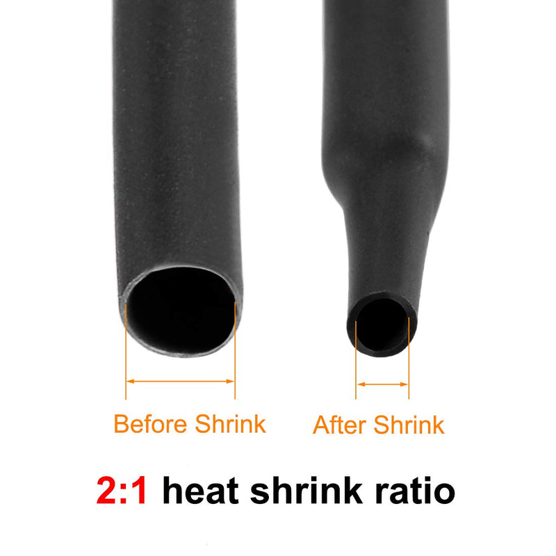 sourcing map heat shrink tubing 70mm dia. 113mm flat width 2:1 ratio cable sleeve 1m black