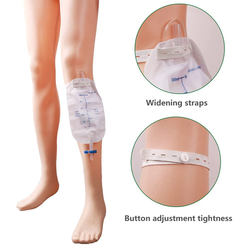 Owfeel Urinary Drainage Bag 500ml Easy-Tap Leg Bag with Anti-Reflux Valve 32” Tube (Packs of 2) 500ml Replaced Leg Bags