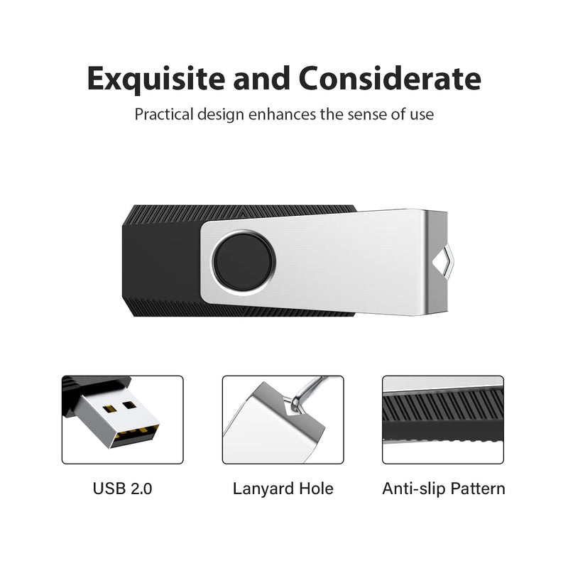 Aiibe 128GB Flash Drive 2 Pack 128GB USB Flash Drive Thumb Drive Zip Drive USB 2.0 Memory Stick USB Drive with Keychain (128G, 2 Colors: Black Green)