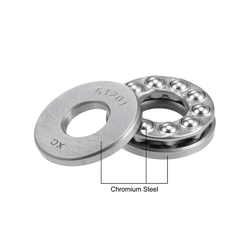 uxcell 51201 Thrust Ball Bearings 12mm x 28mm x 11mm Chrome Steel Single Direction 5pcs