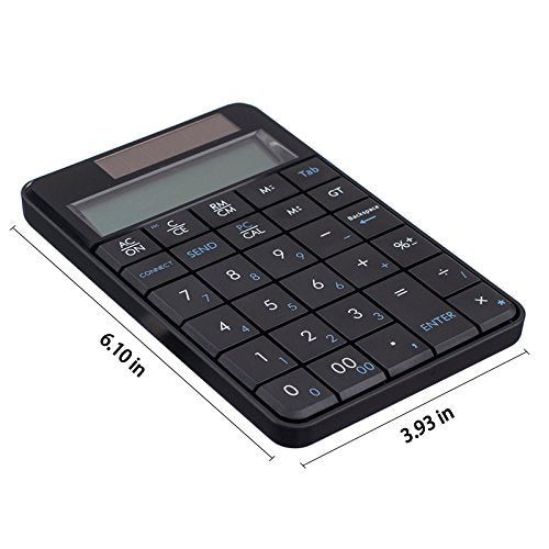 I Focus 2 in 1 Wireless Numeric Keypad with Calculator Function, USB Financial Accounting Numpad Solar Power 29 Keys Number Pad for Laptop Desktop PC Windows XP