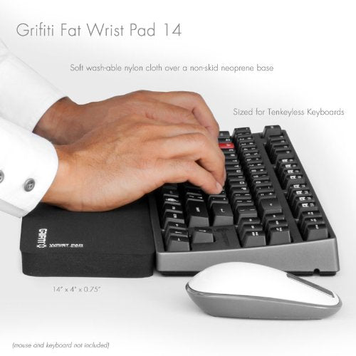 Grifiti Fat Wrist Pad 14 4 X 14 X 0.75 Inch Keyboard Wrist Rest for Tenkeyless Mechanical and Gaming Keyboards (Black Nylon) 4 x 14 inches BLACK NYLON