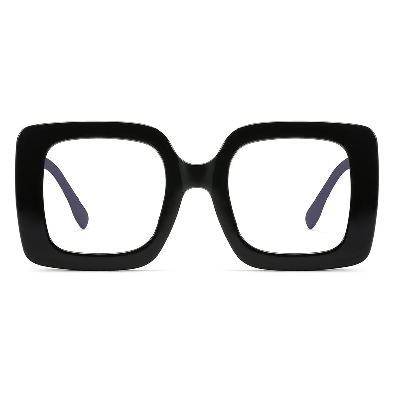 MACJERO Oversized Fashion Square Blue Light Blocking Glasses for Women Computer Eyeglasses Anti Glare Eyestrain Black
