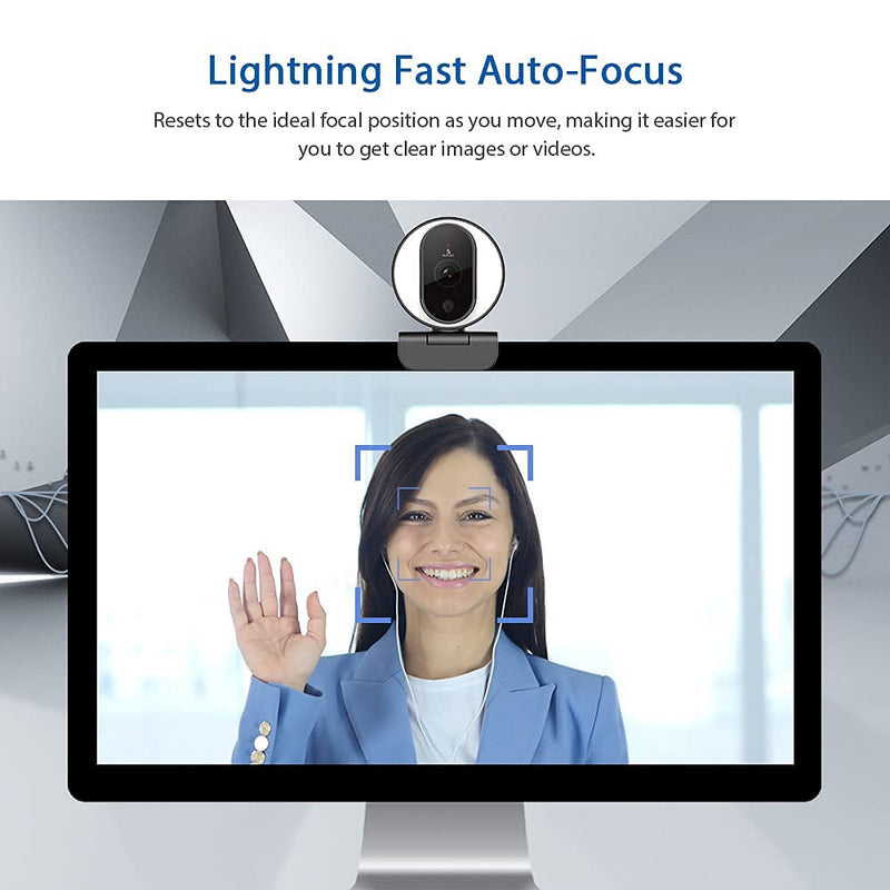 1080P Webcam with Software and Light, Privacy Cover and Dual Microphones, Advanced Auto-Focus, Adjustable Brightness, 2021 NexiGo N680E Web Camera for Zoom Skype Facetime, PC Mac Laptop Desktop