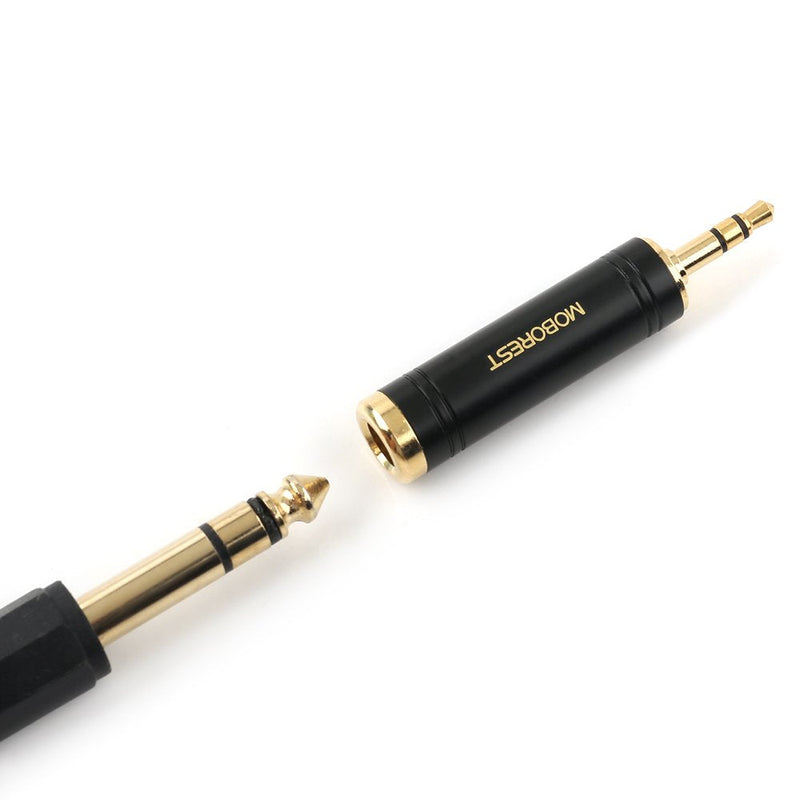 MOBOREST 3.5mm M to 6.35mm F Stereo Pure Copper Adapter, 1/8 Inch Plug Male to 1/4 Inch Jack Female Stereo Adapter, Can be Used for Conversion Headphone adapte, amp adapte, Black Fashion 2-Pack 3.5Male-6.35Female-2Black