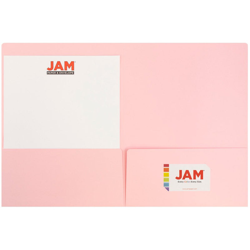 JAM PAPER Premium Matte Cardstock Twin Pocket Folders - Baby Pink Pastel - 6/Pack 6 pack