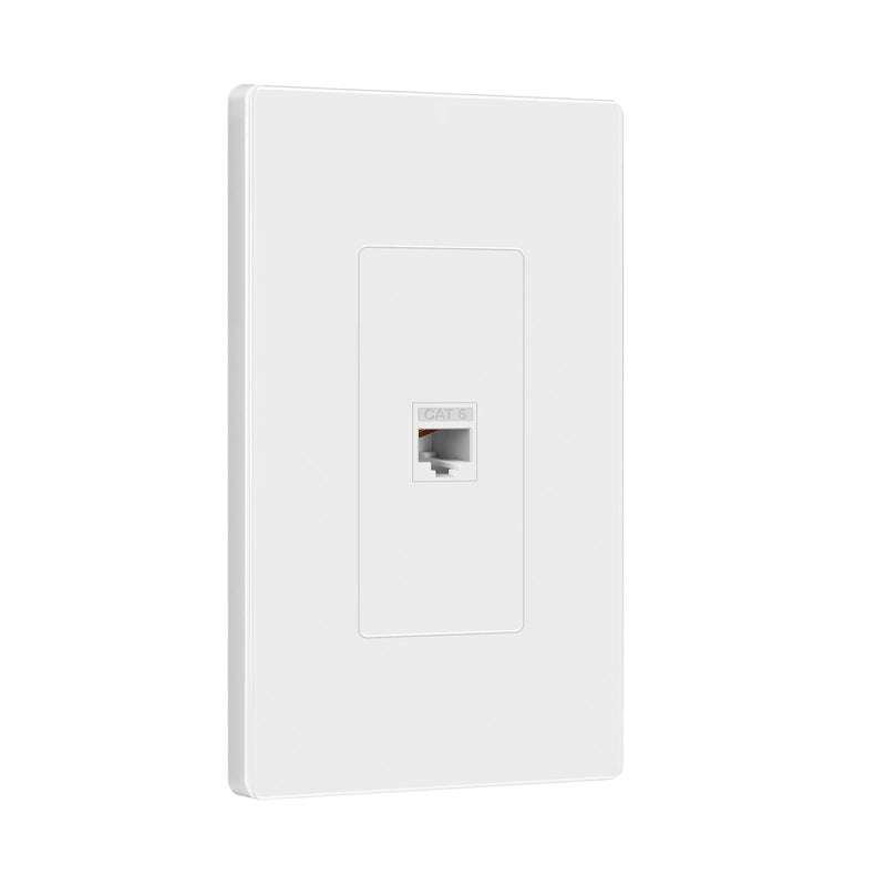 ENERLITES Port Screwless Wall Plate with CAT6 RJ45 Keystone Jack Module, for Voice/Data & Audio/Video Multimedia, Standard Size 1-Gang 4.69" x 2.93", SI8871C-W, White Screwless 1-Port 1 CAT6