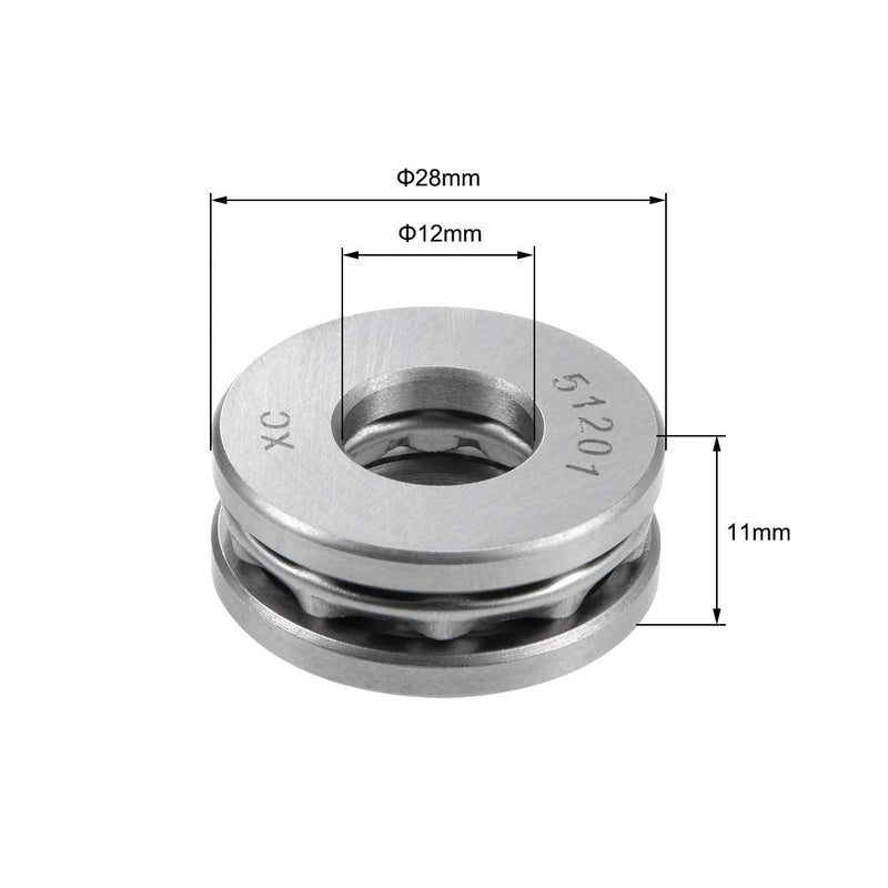 uxcell 51201 Thrust Ball Bearings 12mm x 28mm x 11mm Chrome Steel Single Direction 5pcs