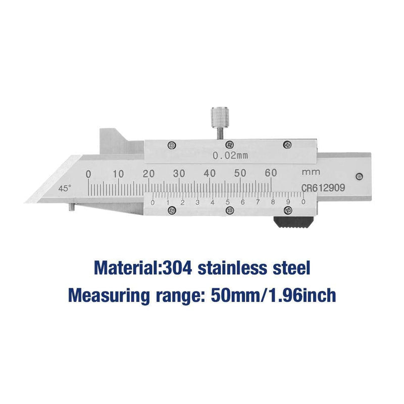 Chamfer Gage Ruler, 0-50mm Chamfered Vernier Caliper, Stainless Steel Chamfering Ruler for Mechanical Manufacturing, Glass Processing and Other Fields