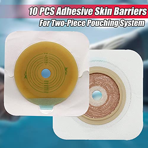 LotFancy 10 Pcs Skin Barrier with Non-Woven Border for Two-Piece Drainable Pouch, Ileostomy Supplies, Ostomy Wafers for Colostomy Ileostomy Stoma Care, Cut-to-Fit