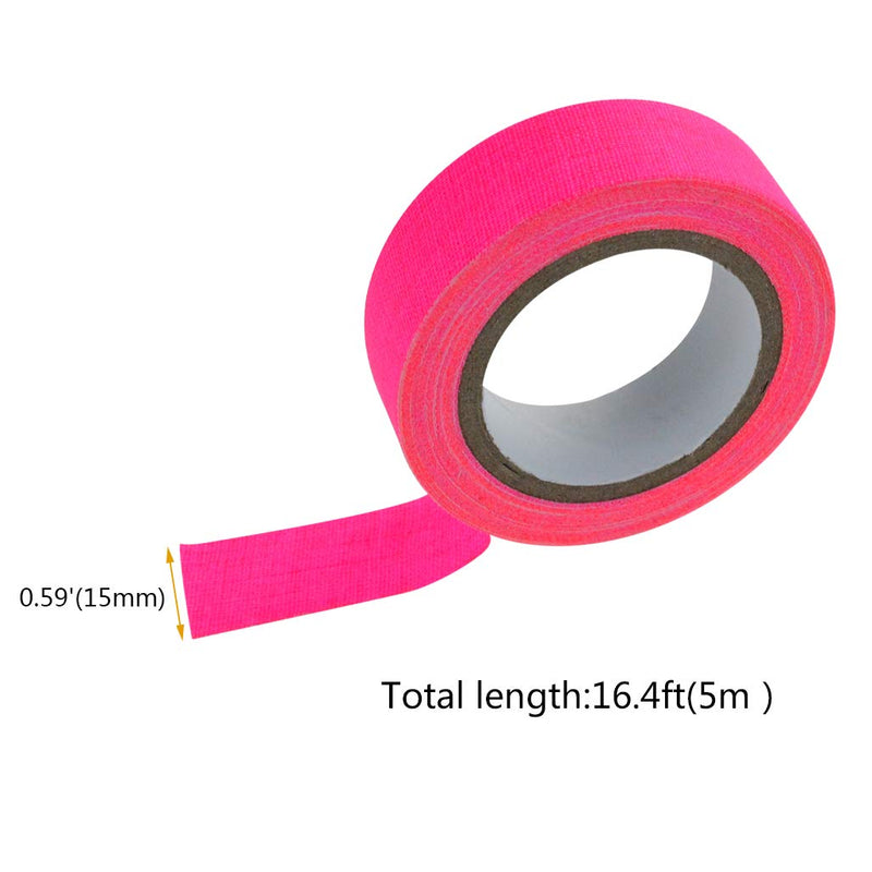 12 Pack UV Blacklight Reactive 6 Color Fluorescent Tape Fluorescent Cloth Tape Colorful Neon Gaffer Tape Neon Reflective Tape Neon Adhesive Tape Glow in The Dark Tape, 0.59"x16.4ft Each Roll