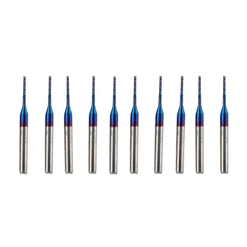 Pack of 10 End Mill Set Carbide Cutter Blue Corn Cutter CNC PCB Engraving Milling Tool Carving Drill Tools (1.0 mm) 1.0 mm
