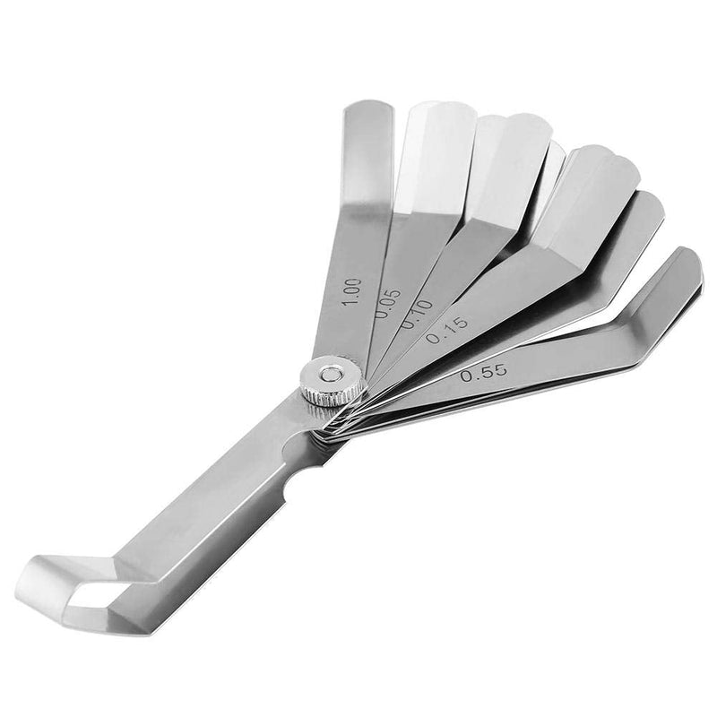 0.05-1.00mm Feeler Gauge Set, Stainless Steel Curved Feeler Gauge Measurement Tool, 16 Blade Offset Feeler Gauge Set, for Measuring Gap
