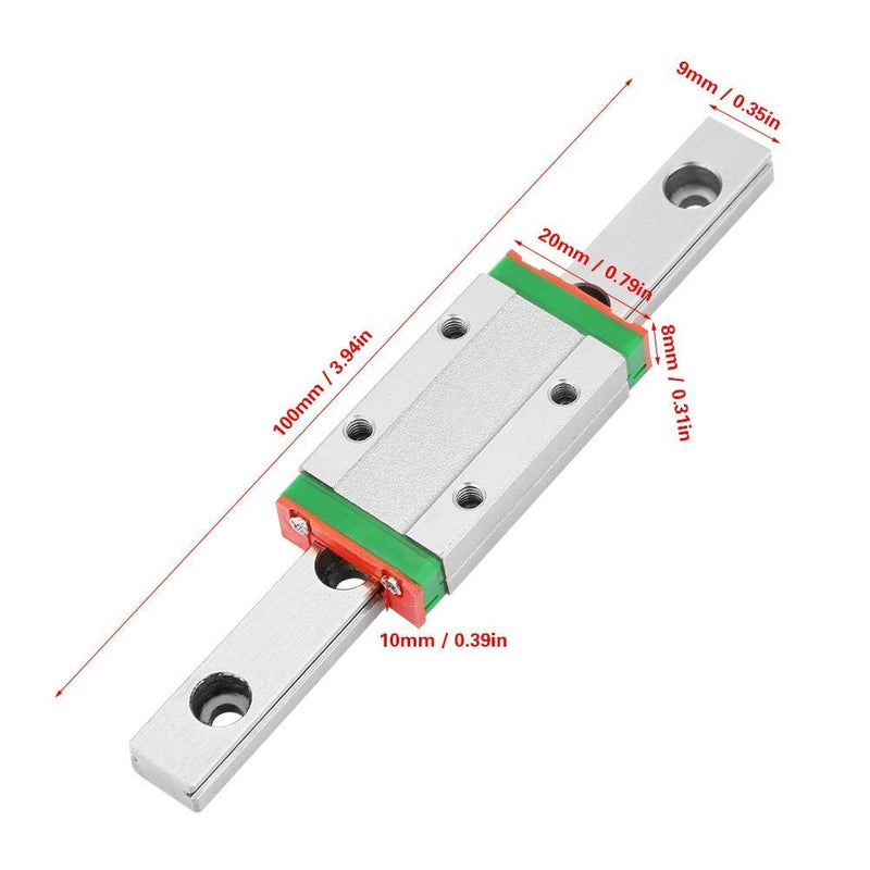 100mm MGN9H Miniature Bearing Steel Linear Motion Guide Rail 9mm Width + Slide Block for Automatic Equipment, Precision Measuring Equipment