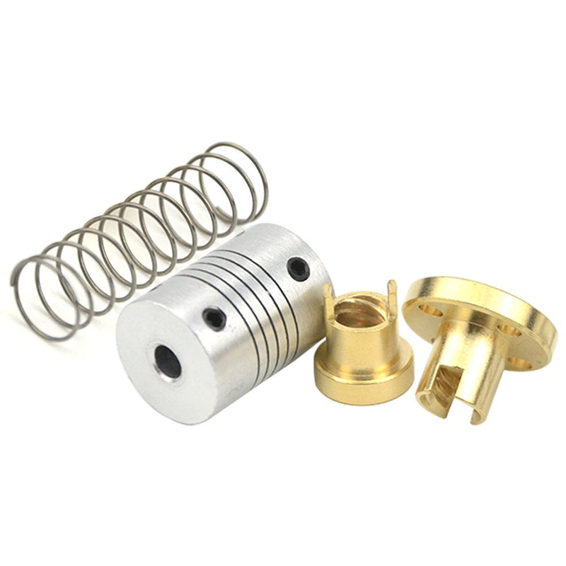 WMYCONGCONG 2 PCS T8 Anti Backlash Spring Loaded Nut Elimination Gap Nut + 2 PCS Flexible Couplings 5mm to 8mm Stepper Motor Coupler for RepRap 3D Printer CNC Machine