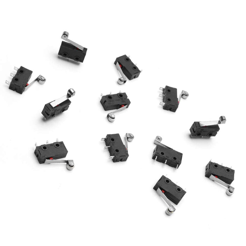 MUZHI SPDT1NO 1NC Momentary Hinge Metal Roller Lever Micro Switch AC 5A 125 250V 3 Pins 12 Pcs