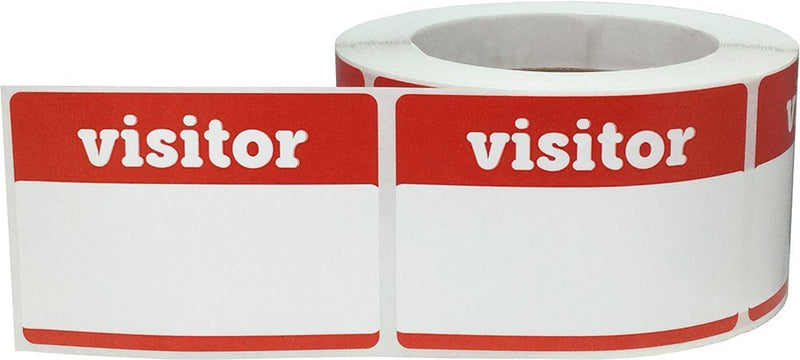 Visitor Labels Red Blank Space for Your Name 3 1/2 x 2 1/2 Inch Rectangles 500 Adhesive Stickers