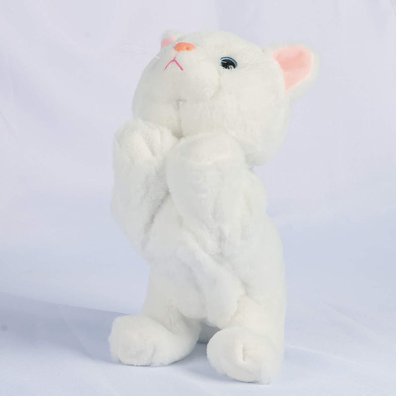 Smalody Interactive Plush Toys, Novelty Sound Control Electronic Cat Electronic Pets Robot Cat Gift for Children (White) White