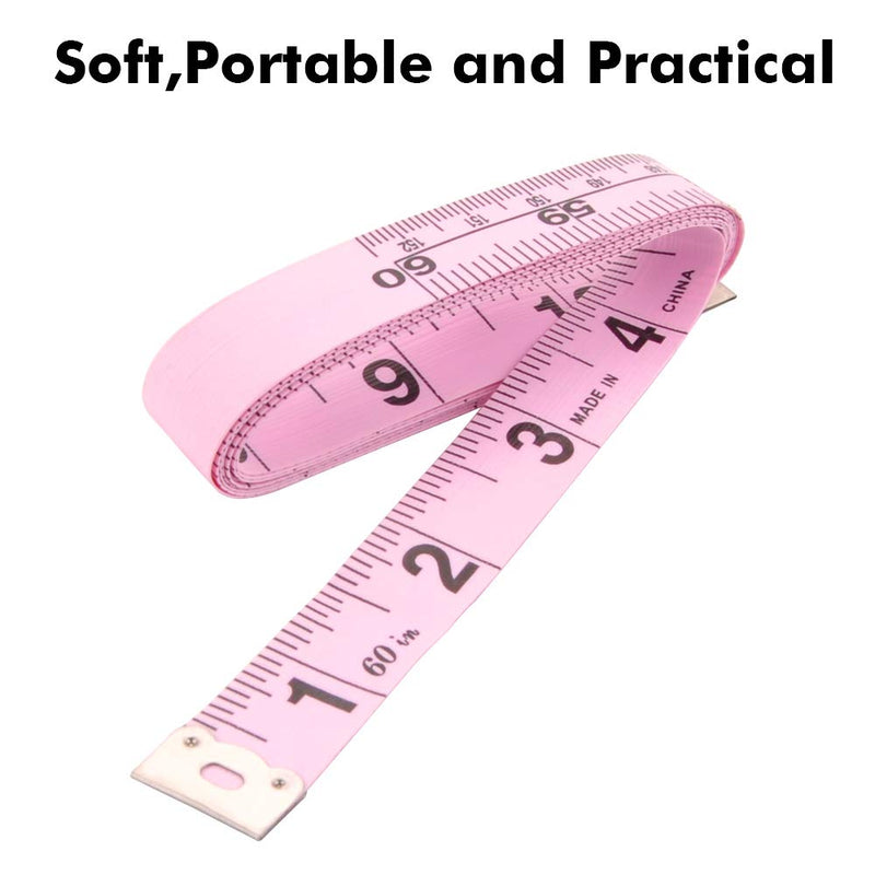 Edtape 2PCS Measuring Tape for Body,Soft Tape Measure for Body Sewing Fabric Tailor Cloth Craft Measurement Tape，60 Inch/1.5M Pink Retractable Dual Sided Measure Tape Set Pink+Pink