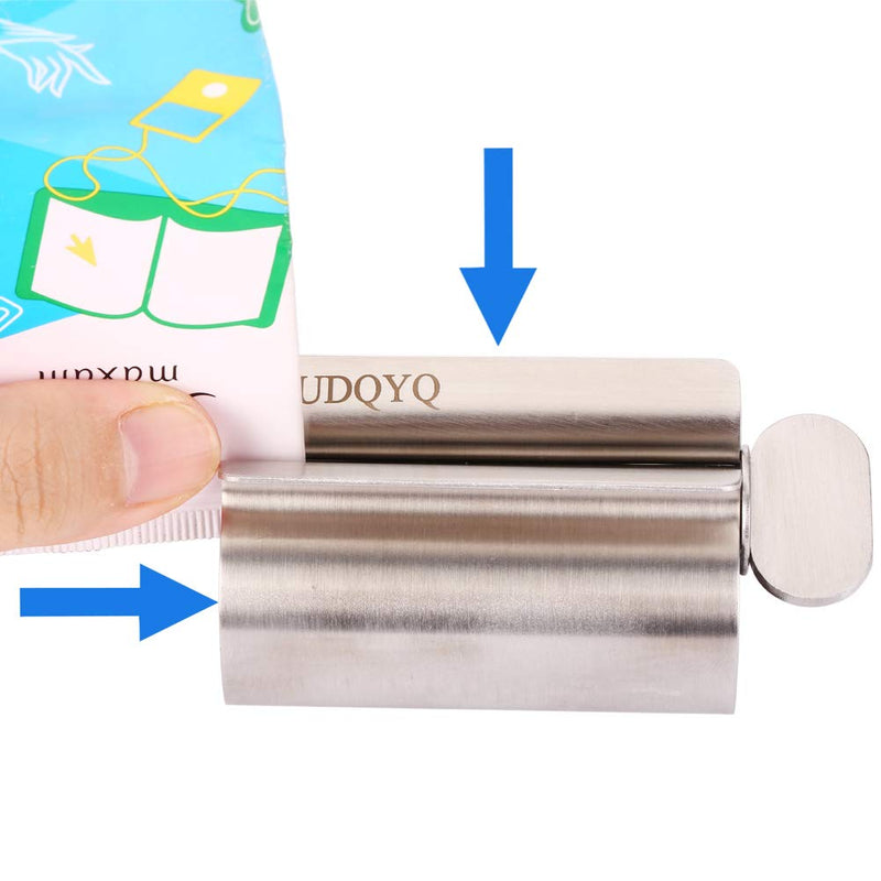 Toothpaste Squeezer - Metal Tube Squeezer Stainless Steel Tube Wringer UDQYQ Toothpaste seat Holder Stand (3 Pack) Silver